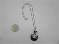 Chaine et pendentif en argent 925, lapis lazuli