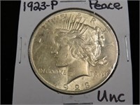 1923 P PEACE SILVER DOLLAR 90% UNC