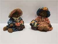 Two Teddy Bear Figures With Hats & Baskets