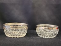 (2) VINTAGE CRYSTAL BOWLS W/ SILVER PLATED RIMS