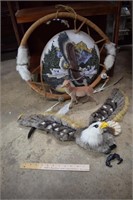 Real Fur Eagle, Dream Catcher, & Deer Figure