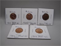 Lot of 4 Memorial Pennies & 1 Wheat Penny