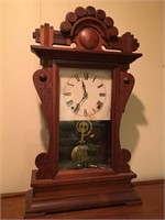Vtg. Wood Carved Pendulum Clock, works w/ Key,