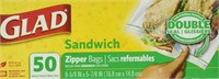 *2PC LOT*50-BAGS GLAD SANDWICH ZIPPER BAGS