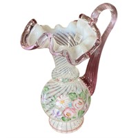 1996 FENTON FRENCH OPAL DUSTY ROSE CREST PITCHER