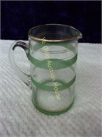 Banded Glass Milk Pitcher with Applied Handle
