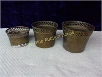 Nesting Brass Planters (3) with Hearts Motif