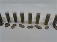 Lot of 8 Rolls (320 Ct) Jefferson Nickels, 1938-