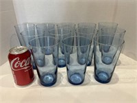 12 Blue Glass Beverage Tumblers