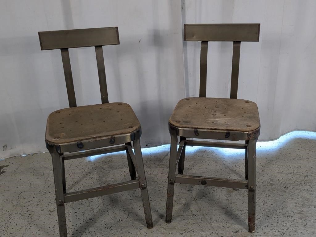 (2)Vintage Metal Industrial Chair