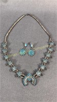 Squash Blossom Sterling & Turquoise Necklace