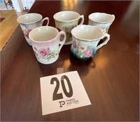5 Vintage hand painted mugs