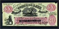 1861 $20 Confederate States Of America Currency