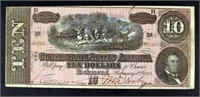 1864 $10 Confederate States Of America Currency