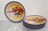 Lot Of 6 Japanese Lusterware Plates 7 1/2 Wide