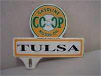 CO-OP TIN LICENSE PLATE TOPPER - COPYRIGHT 1936 -
