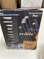 Granite Stone Pro 15-pc Knife Set Block  $80