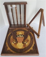 US coat of arms wooden carving,