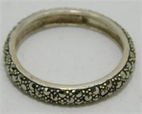 Sterling Silver Marcasite Band - Size 9
