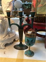 Hebrew cup and candleholder
