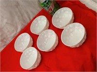 6 Thin Milk Glass Bowls 4" dia.