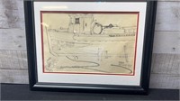 Framed Donald Curley Sketch 11/67 ( 16" Wide X 13"
