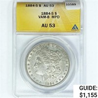 1884-S Morgan Silver Dollar ANACS AU53 VAM-8 MPD