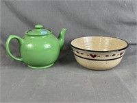 Saddler Tea Pot & Pottery Bowl