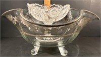 Silver Overlay Bowl & Vintage Pedestal Bowl