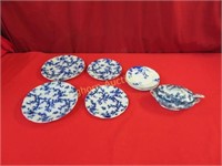 Vintage Iron Stone Blue Plates & Saucers, Duchess