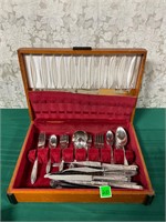 Vtg Community Stainless Cutlery in Wooden Box
