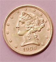 1906D $5.00 Gold Princess