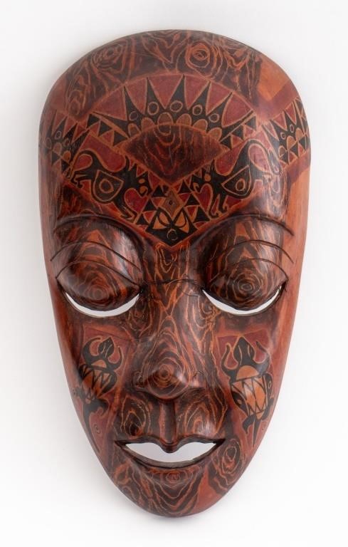 Indonesian Lombok Island Carved Painted Wood Mask