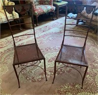 Matching Pair Red Metal Salvadori Chairs - Italy