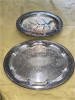 Two (2) Oval Silver Plated Meat Platters