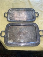 Two (2) Silver Plated Coffee Set Trays