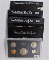 (5) U.S. Mint Proof Sets: 1972, 73, 73, 74, 82
