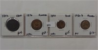 Type Coins: 1842 Cent, 1876 25¢, 1890 Dime, 1950-D