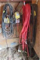 Electicral cords and flood lights.