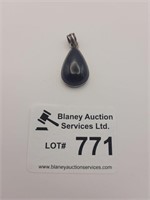 Large Silver with Black stone pendant .925
