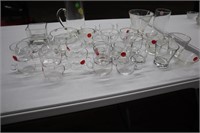 Clear punch glasses, regular glasses & dishes