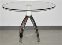 New Modern Glass Top & Chrome Table