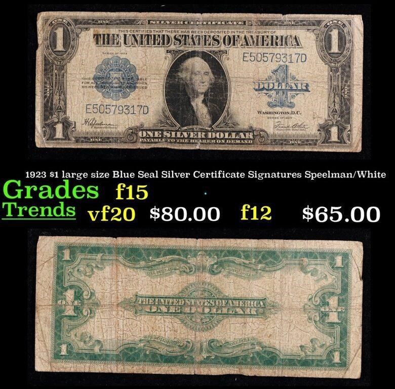 1923 Speelman/White $1 large size Blue Seal Silver