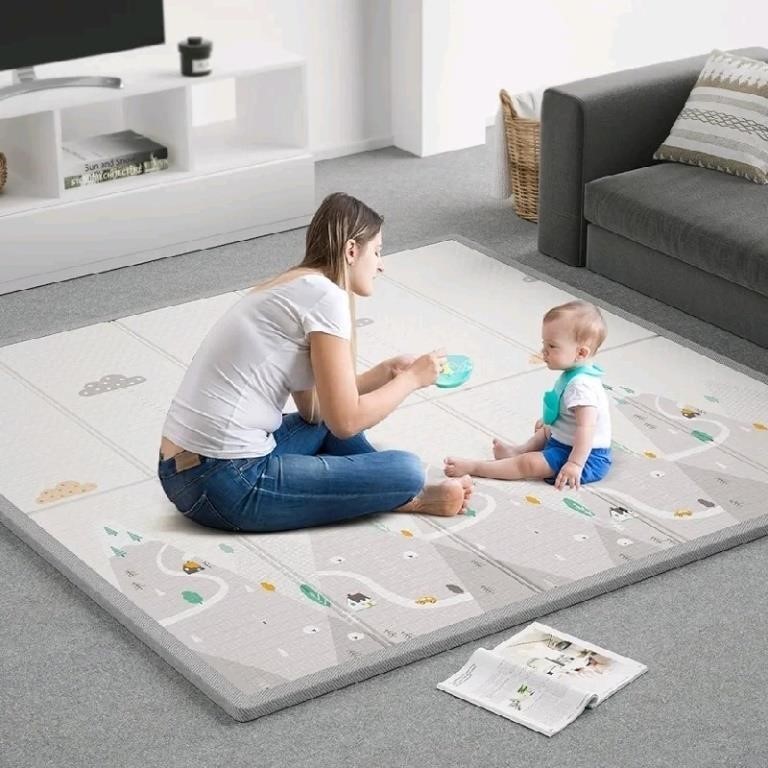 ZEEBABA Baby Playmat (59x59x0.4inch-grey)