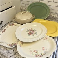 Assorted China Platters, Covered Dish