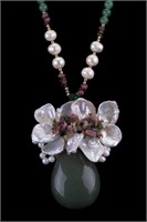 Jade & Mother of Pearl Flower Necklace