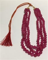 Natural Ruby 3 Strand Necklace