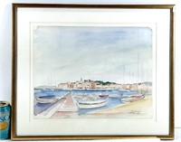 Aquarelle ST-TROPEZ 1984 signée 13"x16"