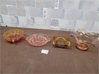 Orange, pink, and brown vintage glass pieces