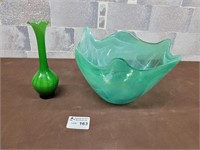 Vintage green glass pieces